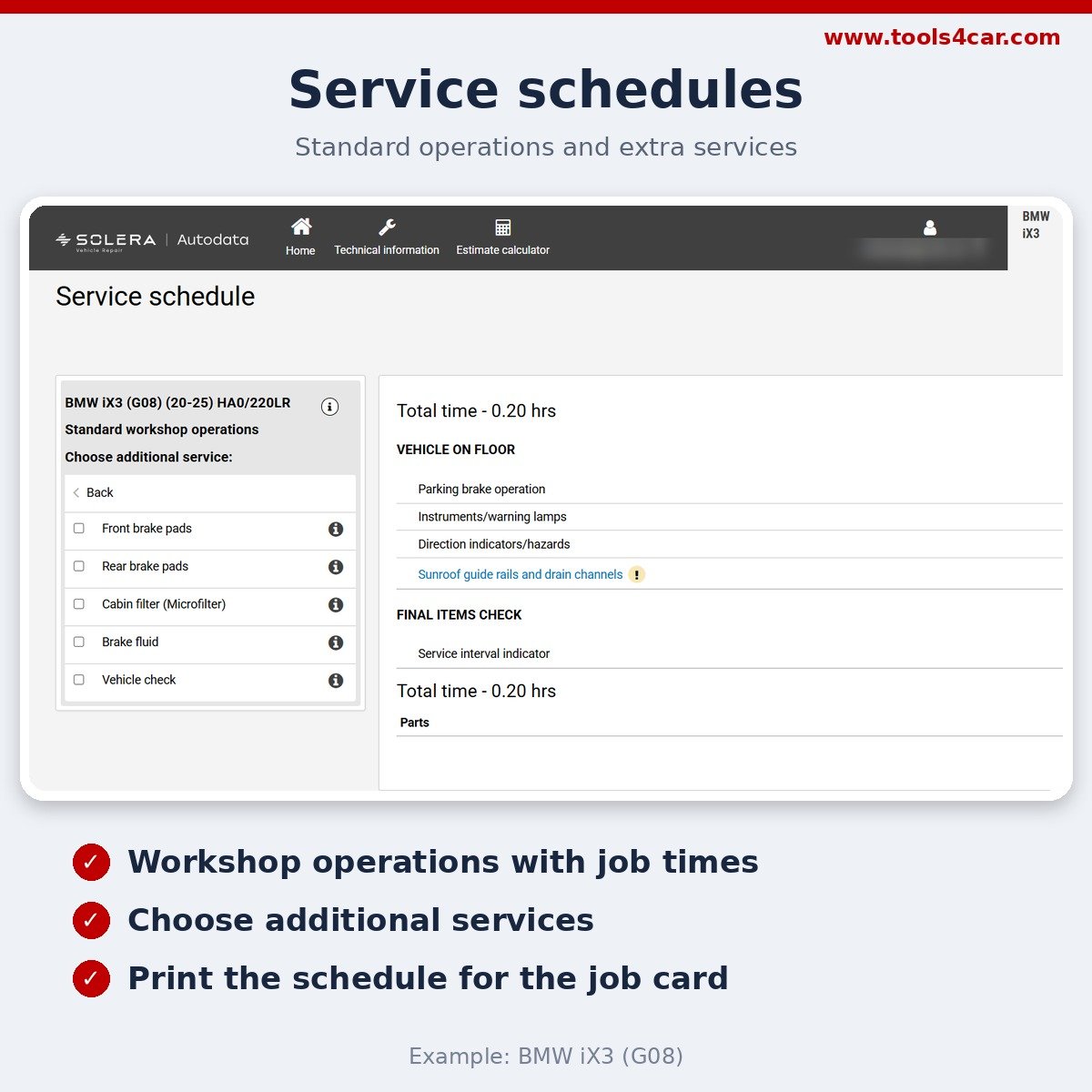 Autodata service schedules for maintenance intervals