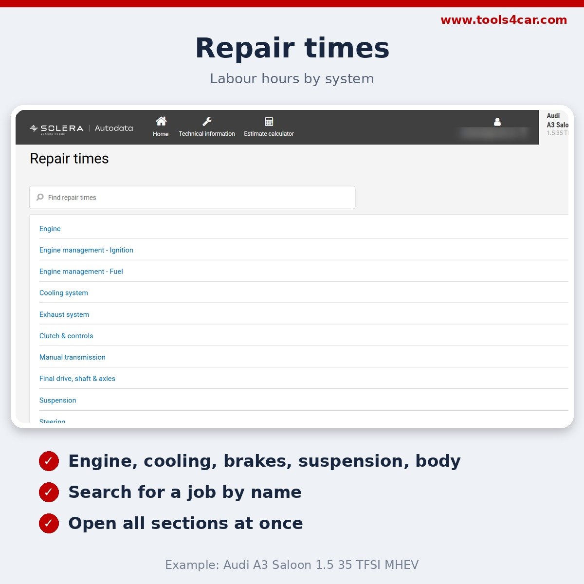 Autodata repair times for quoting and job planning