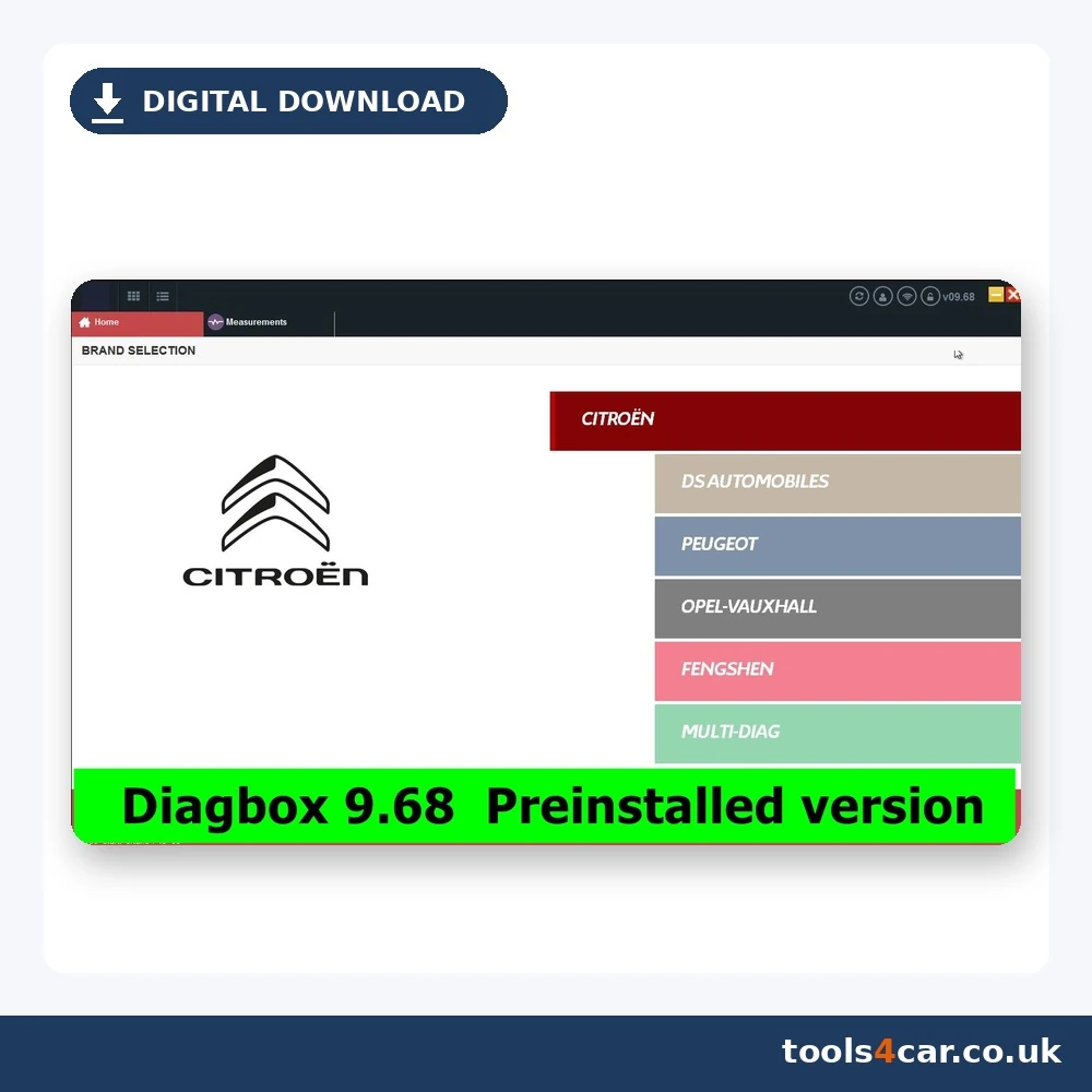 Diagbox 9.68 preinstalled diagnostic software for Peugeot Citroën and DS – digital download