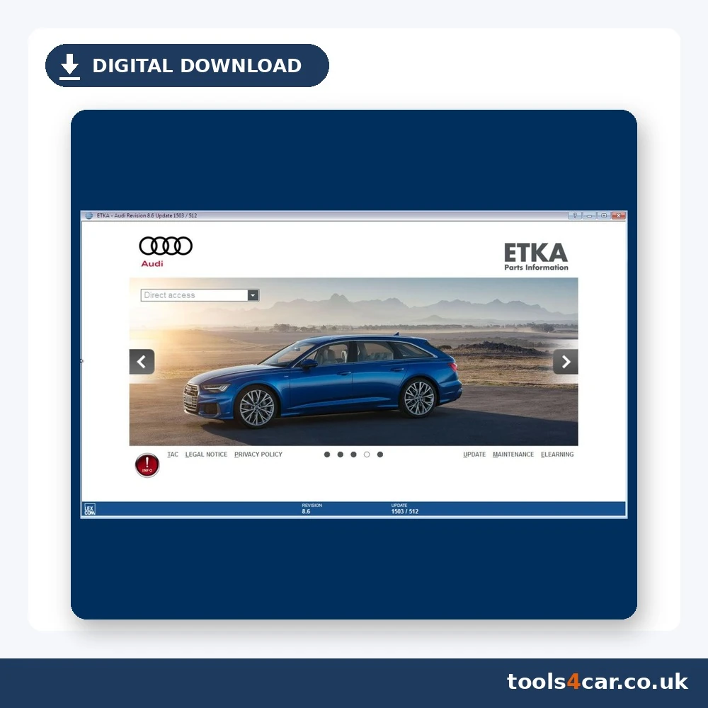 ETKA 8.6 electronic parts catalogue for VAG Group vehicles – digital download